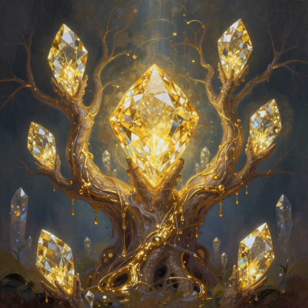 Ethereal Golden Diamonds on Crystal Trees