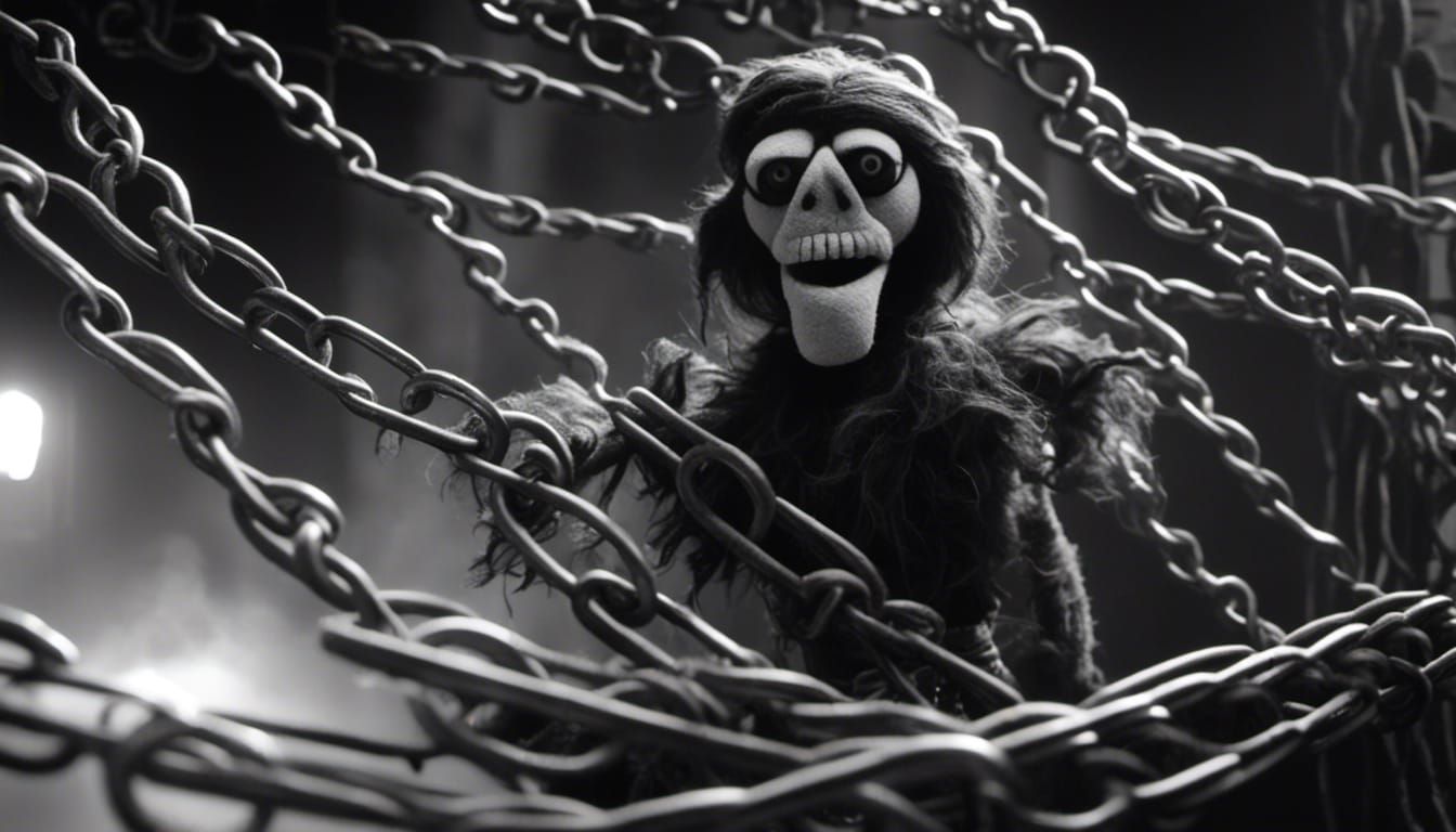 Mysterious Figure Breaking Chains in Moody Monochrome