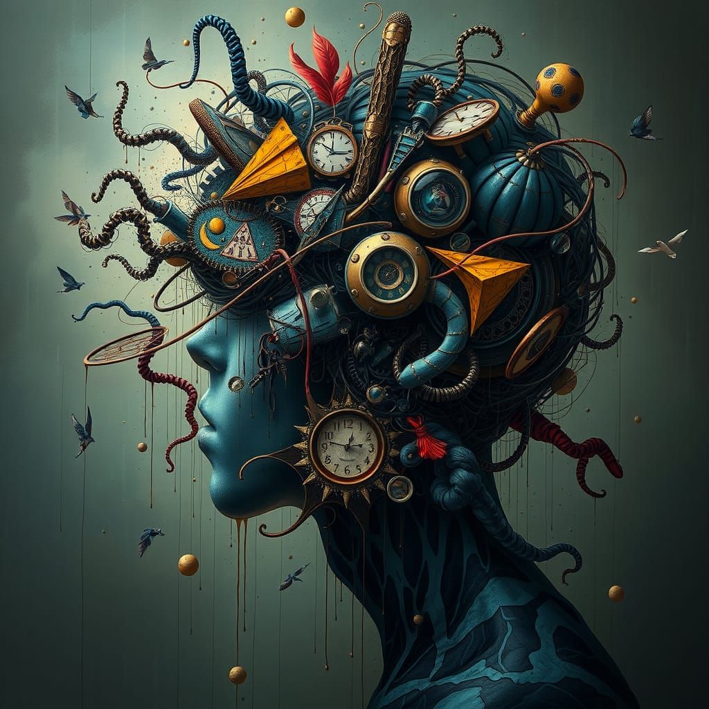 Fragmented Reality: A Surreal Mixed-Media Portrait