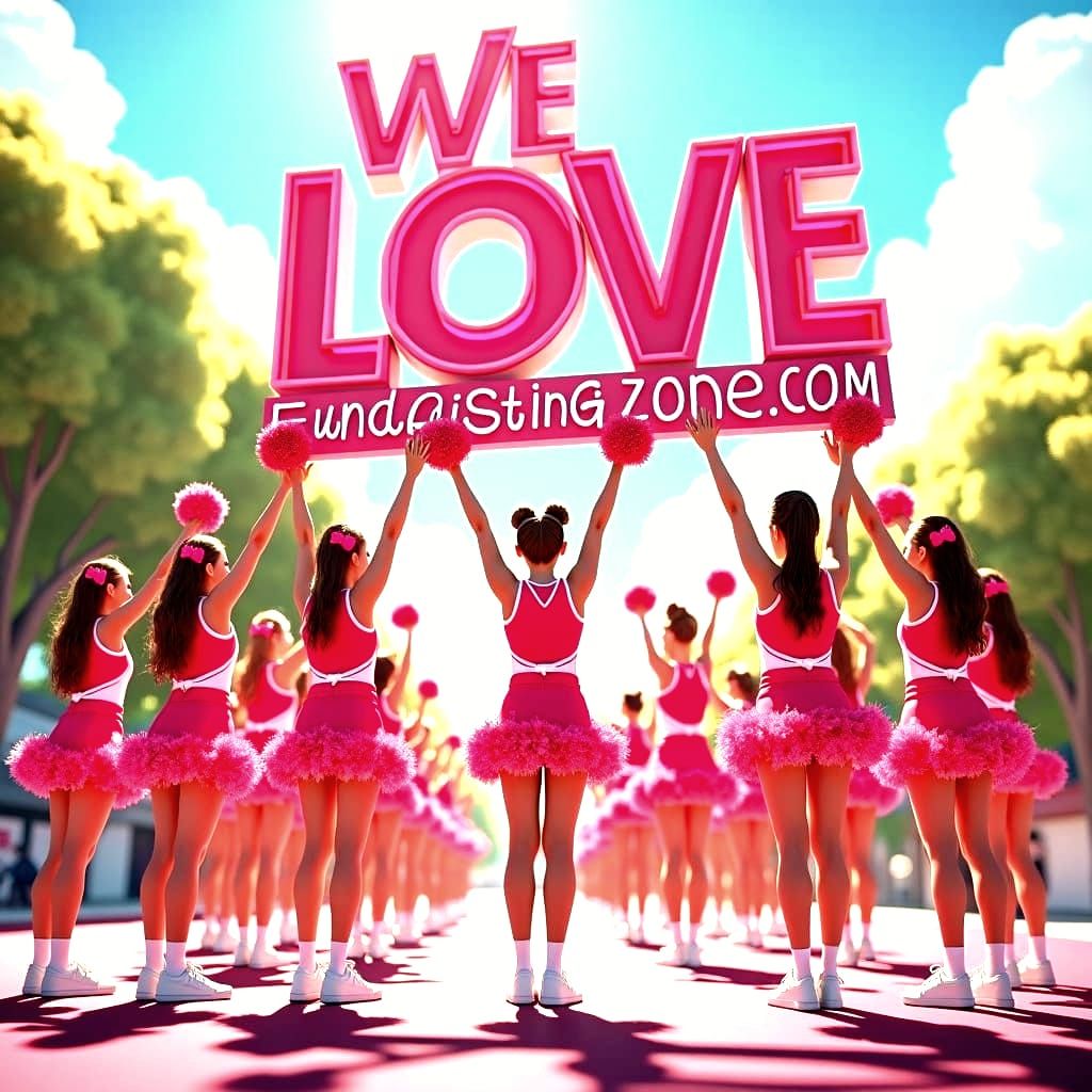 Cheerleaders with Sign, Detailed Digital Matte Painting