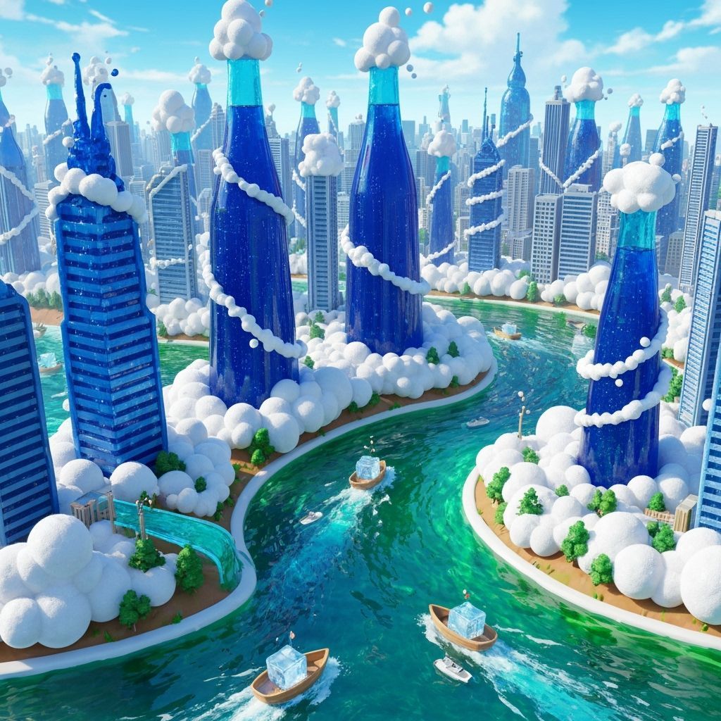 Cityscape Sculpted From Swirling Liquids