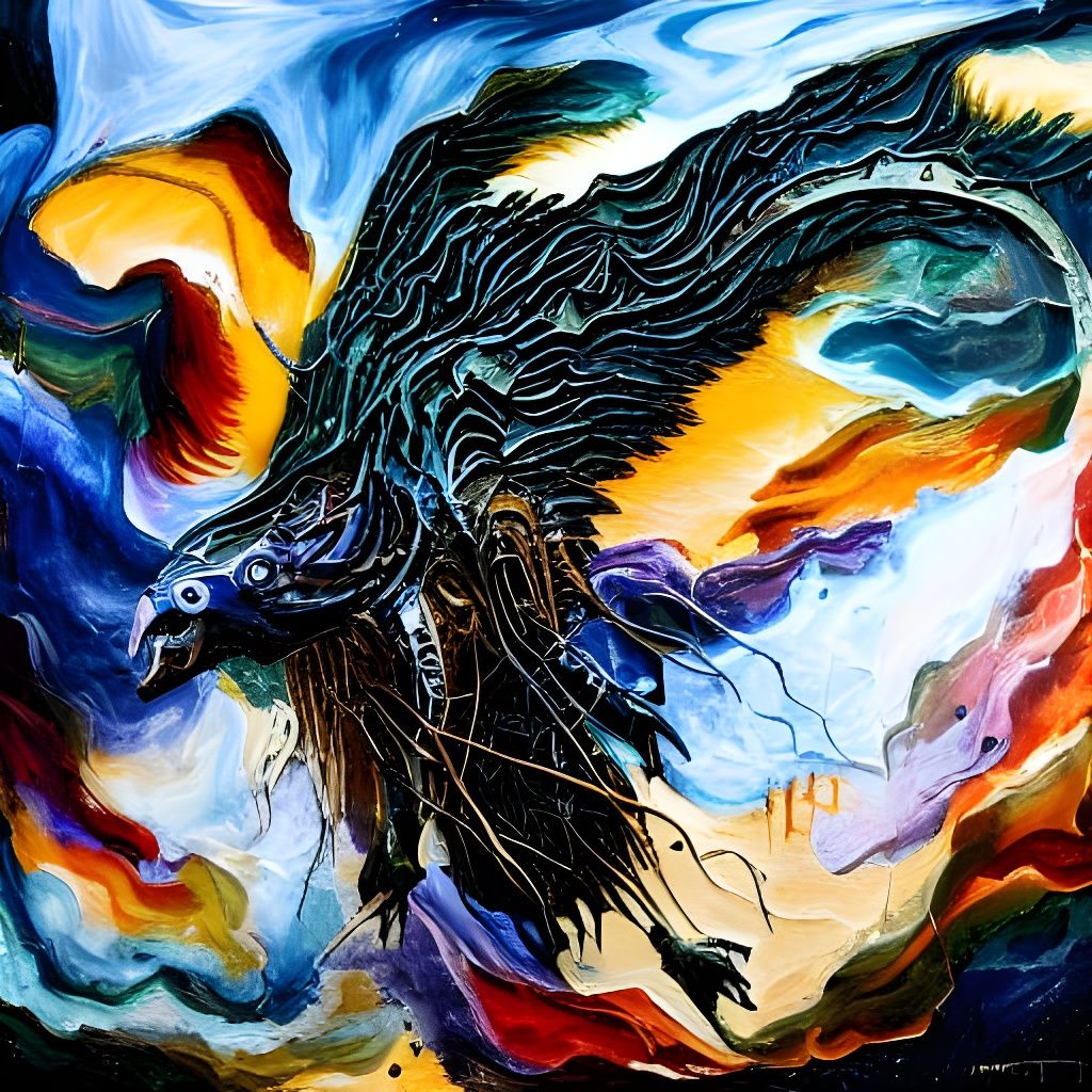 Menacing Darkness in Impasto Style