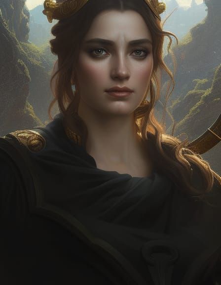 Goddess Styx Portrait in Art Nouveau Style