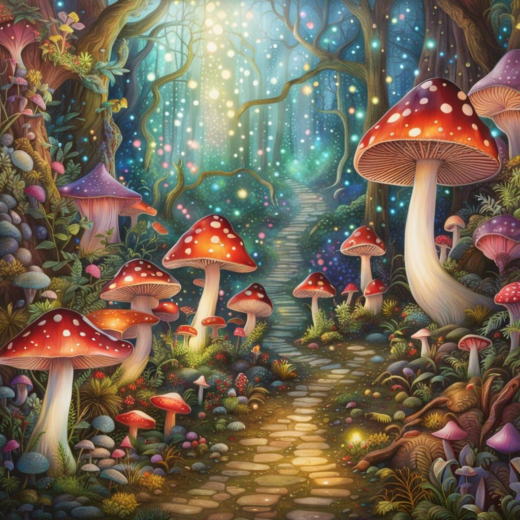 whimsical mushroom forest
