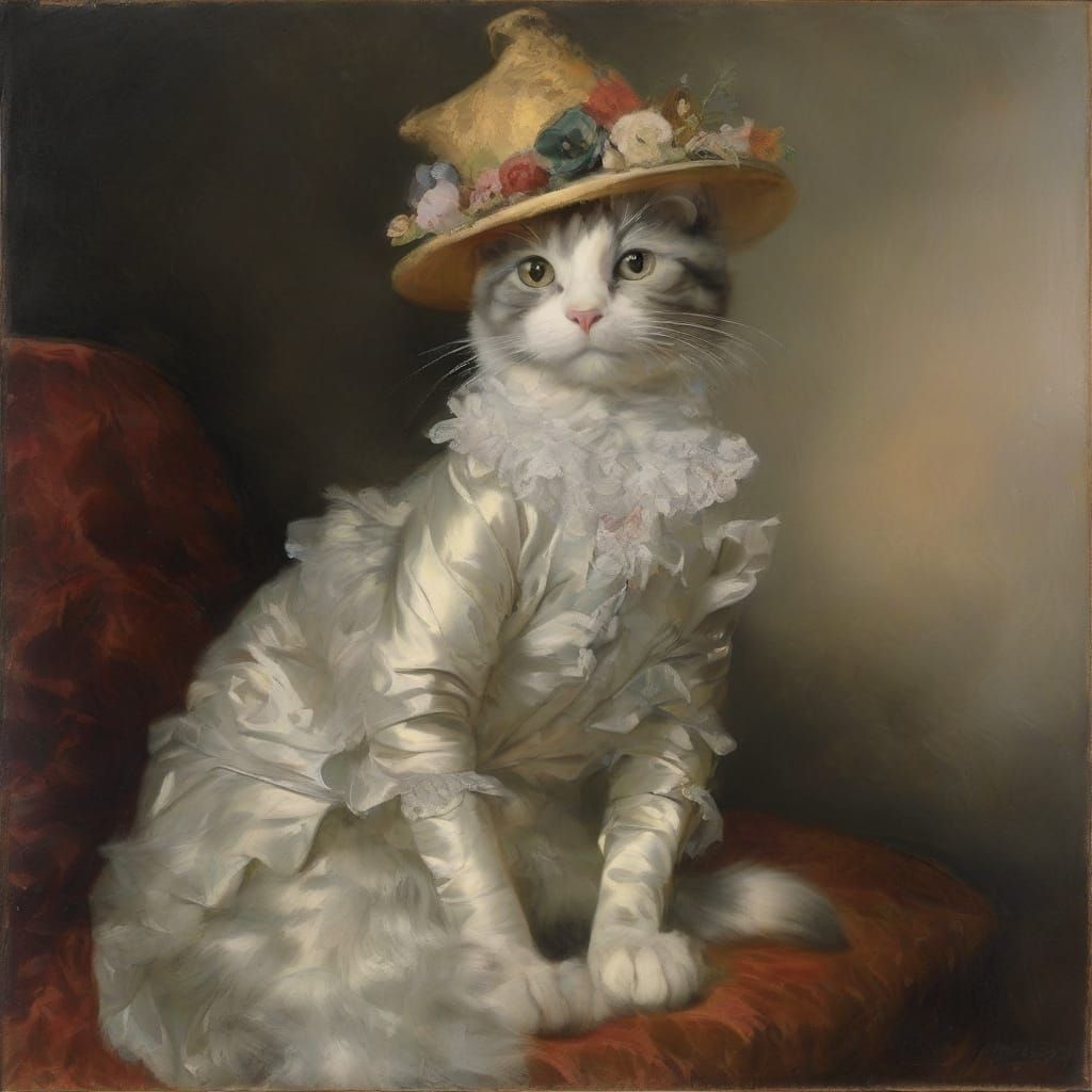 Cat in Hat and Gloves: Classical Portraiture