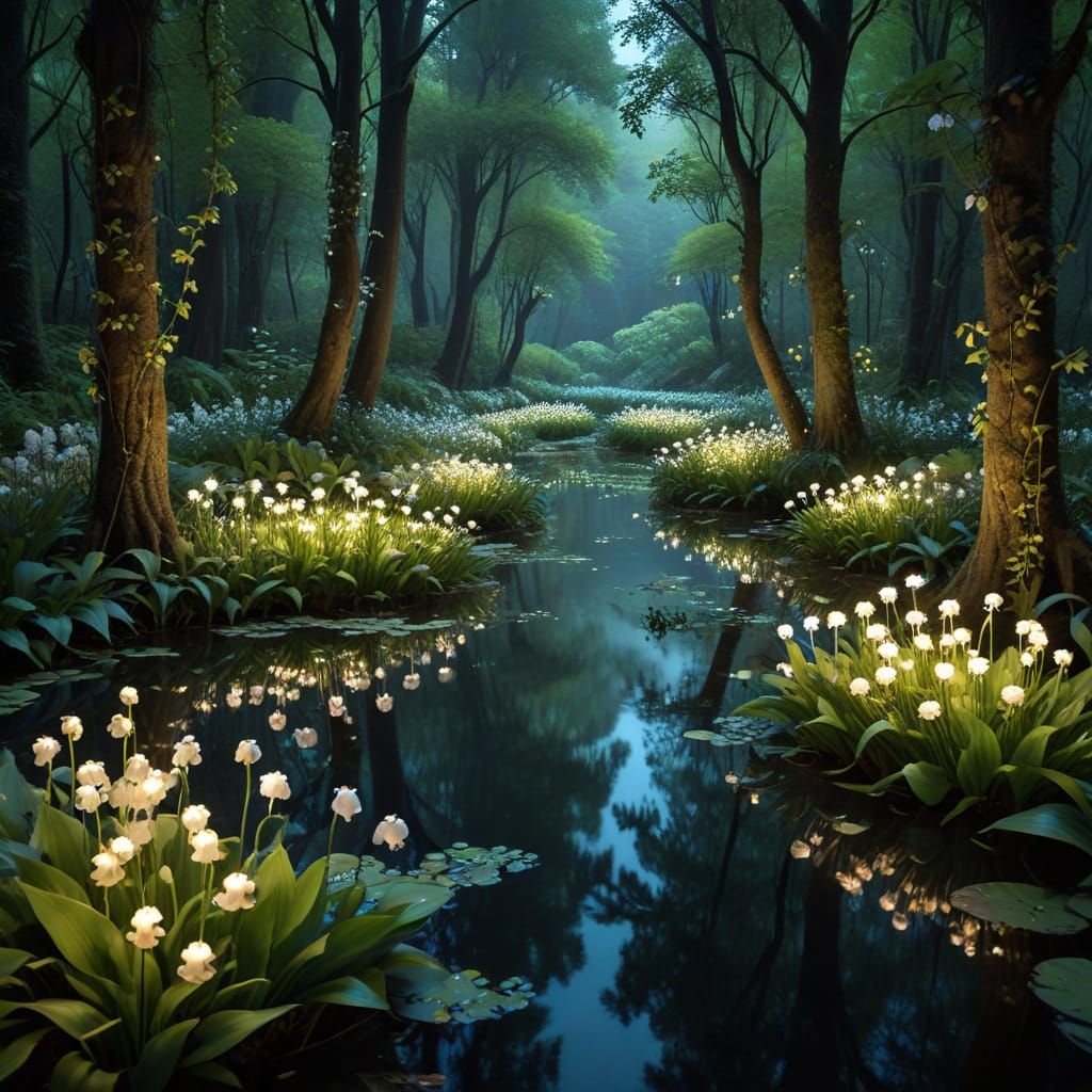 Glowing Lagoon in Enchanted Forest