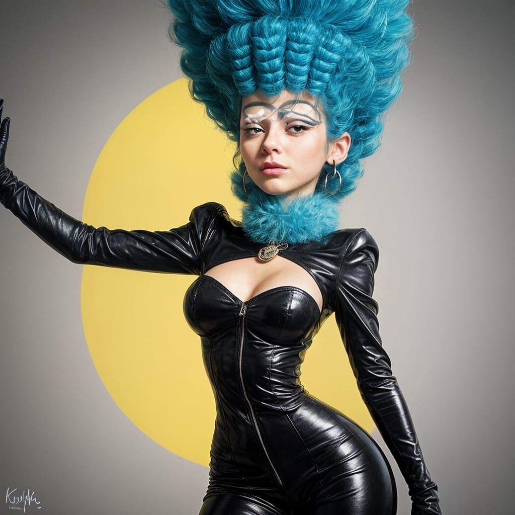 Sultry Cartoon Siren in Black Leather