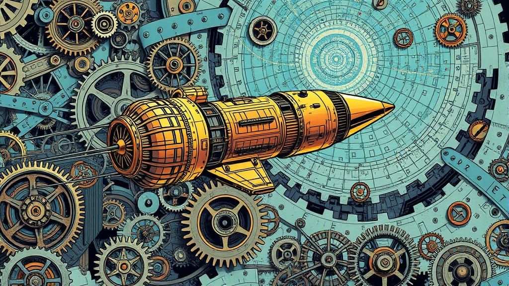 Victorian Rocket in Clockwork Universe: Comic Book Art