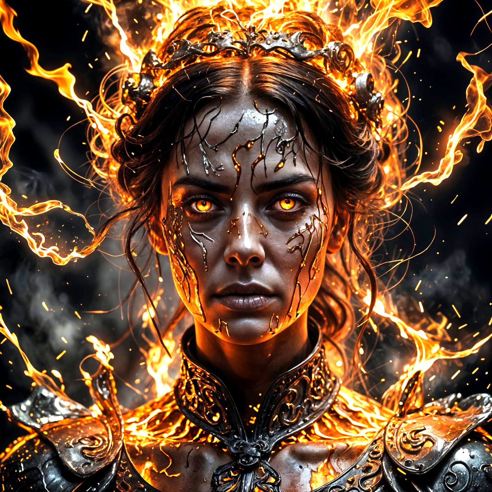 Molten Metal Victorian Portrait in 3D