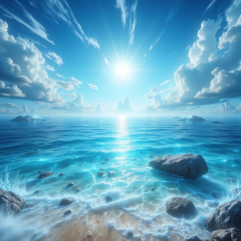 Endless Blue Sea Under Summer Sun