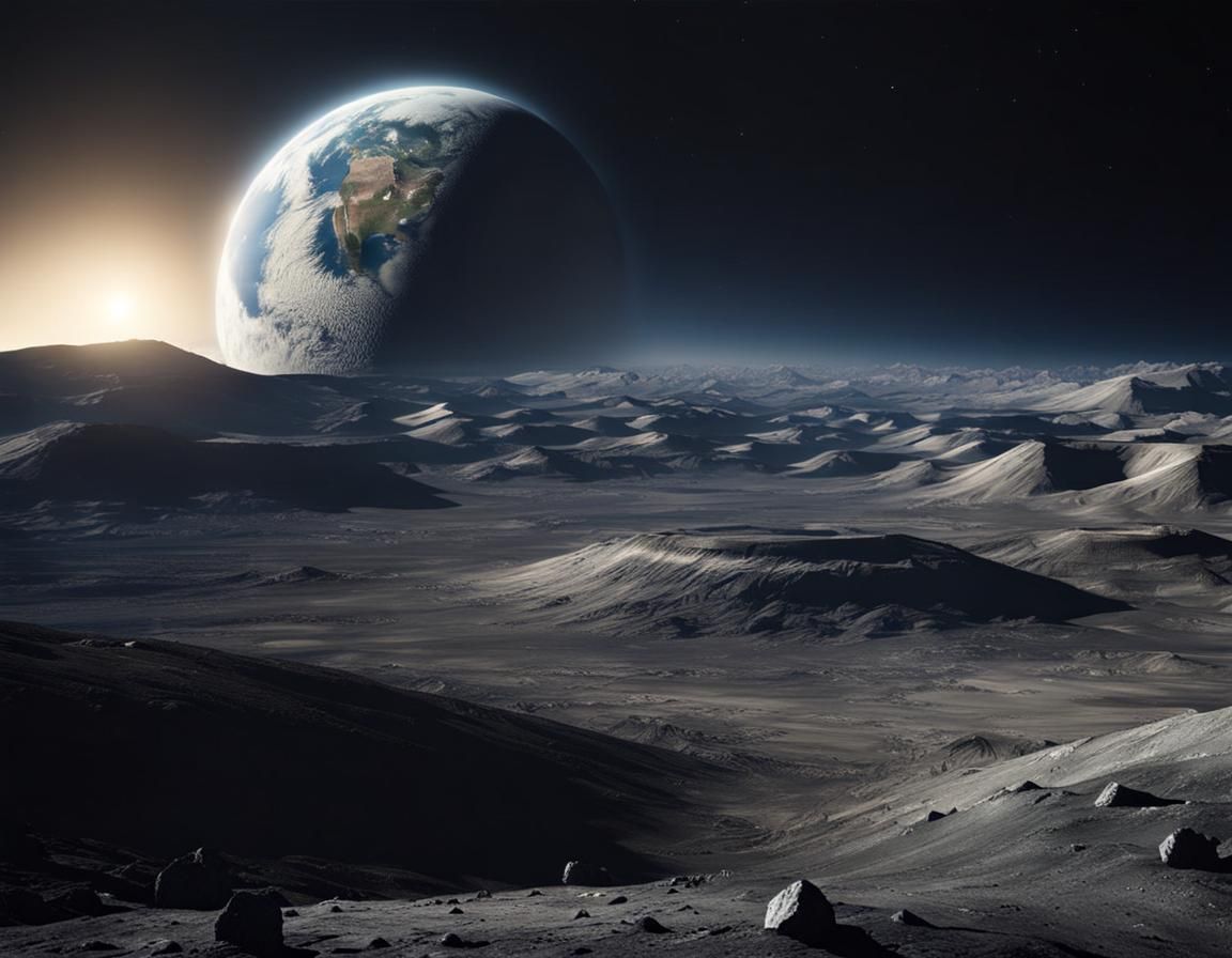 Earth from the Moon: Realistic Digital Matte Painting