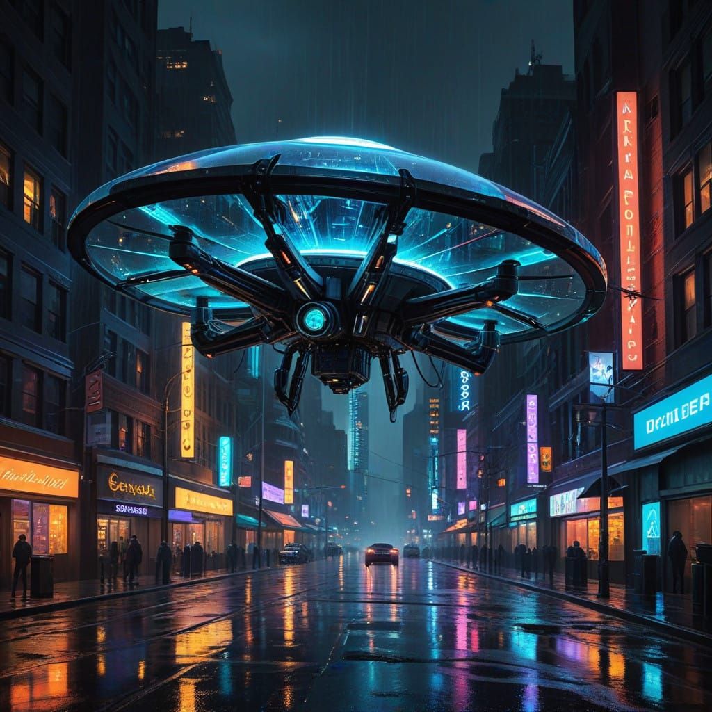 Cyberpunk Cityscape with Biomechanical Mysticism