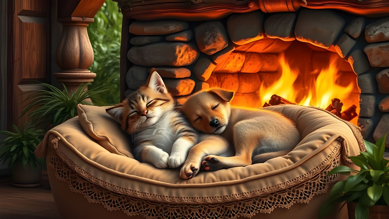 Adorable Furry Friends Share a Cozy Winter's Night