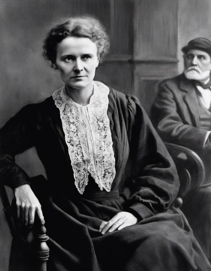 Marie Curie Defends Doctoral Thesis: Charcoal Drawing