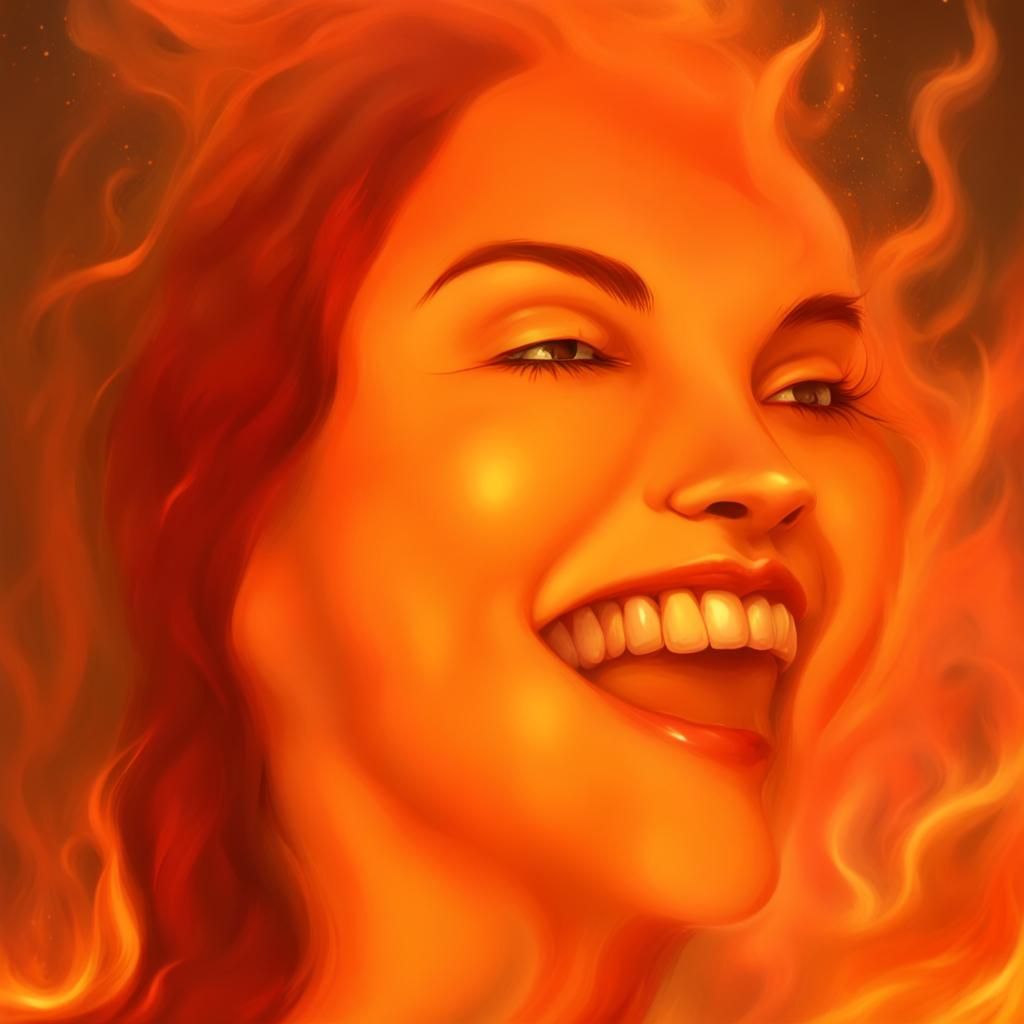 Smiling Fire Elemental with Expressive Features