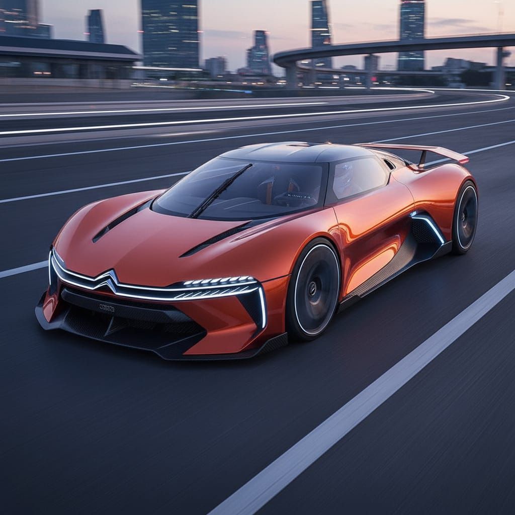 Futuristic Electric Hypercar with Citrus and Streamliner Des...