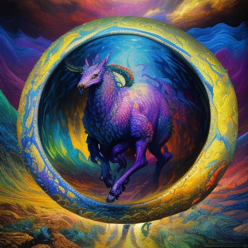 Surreal Beast Runs in Dreamlike Landscape