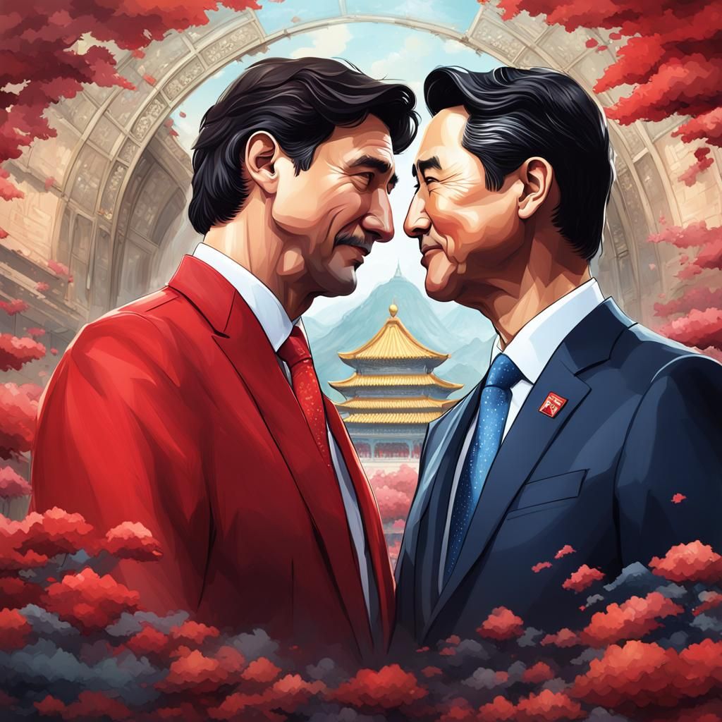 Trudeau and Xi Jinping: Hyperdetailed Concept Art Portrait