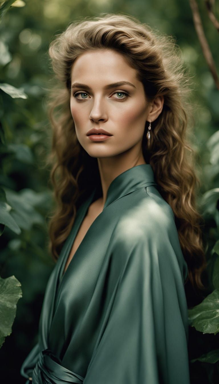 Elegant Woman in Serene Outdoor Setting