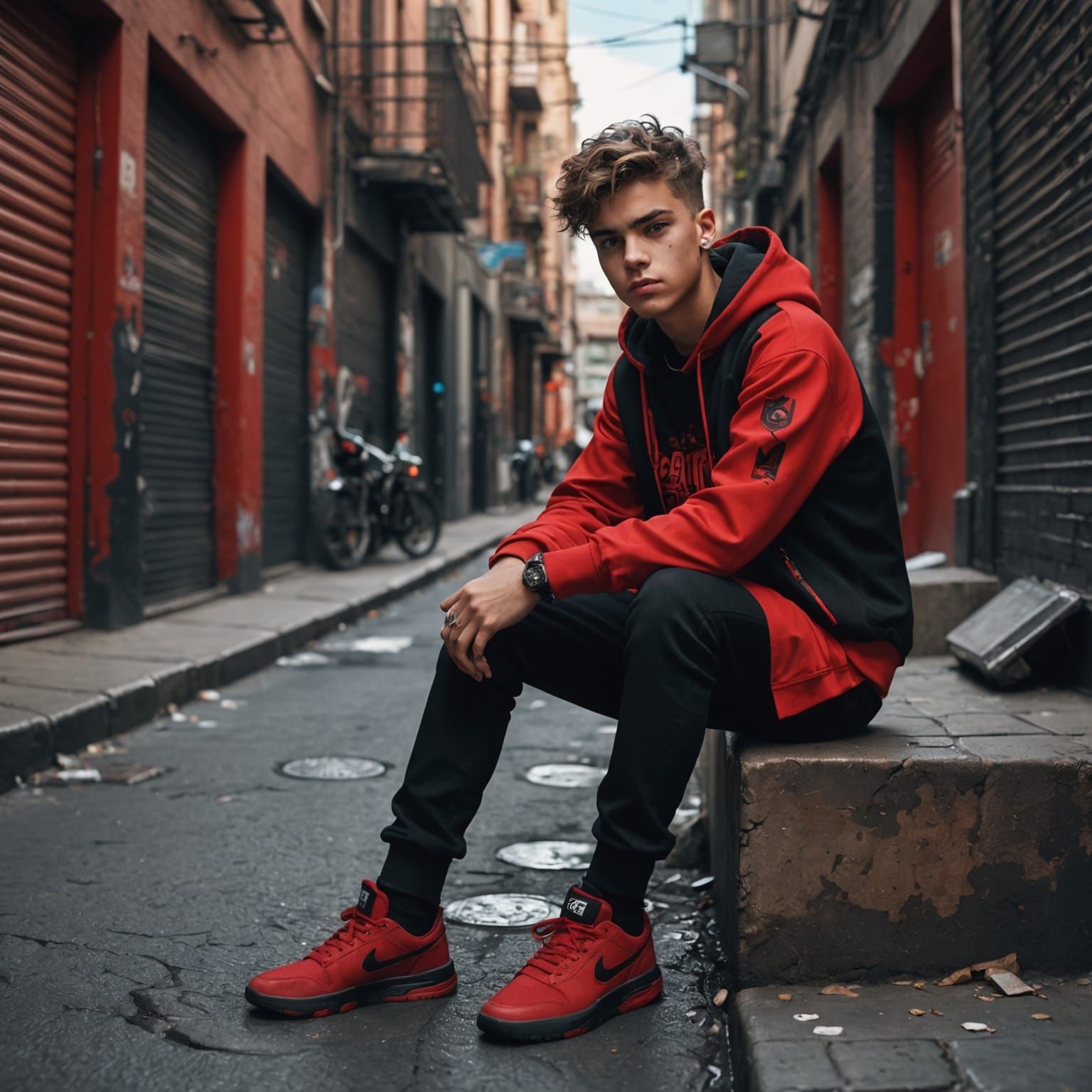 Teenage Boy in Streetwear: Fantasy Concept Art