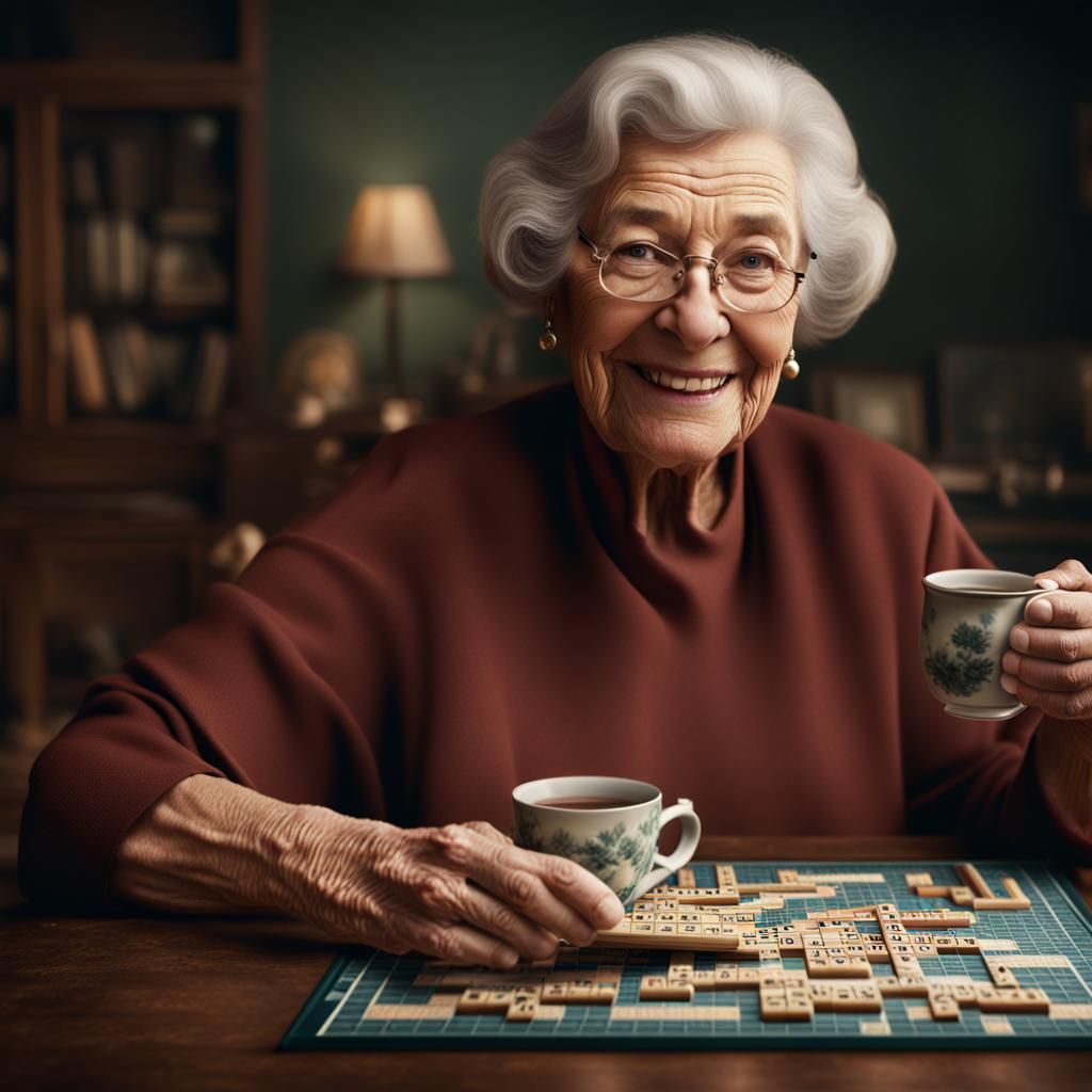 Grandmother Plays Scrabble: Digital Matte Painting