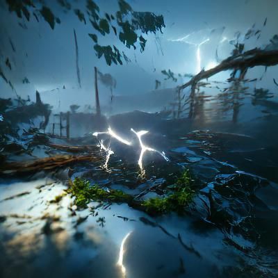 Dramatic Thunderstorm Scene with Lightning