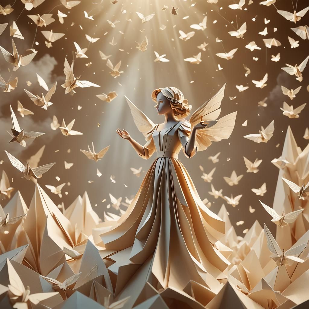 Heavenly Papercraft Portrait of a Singer