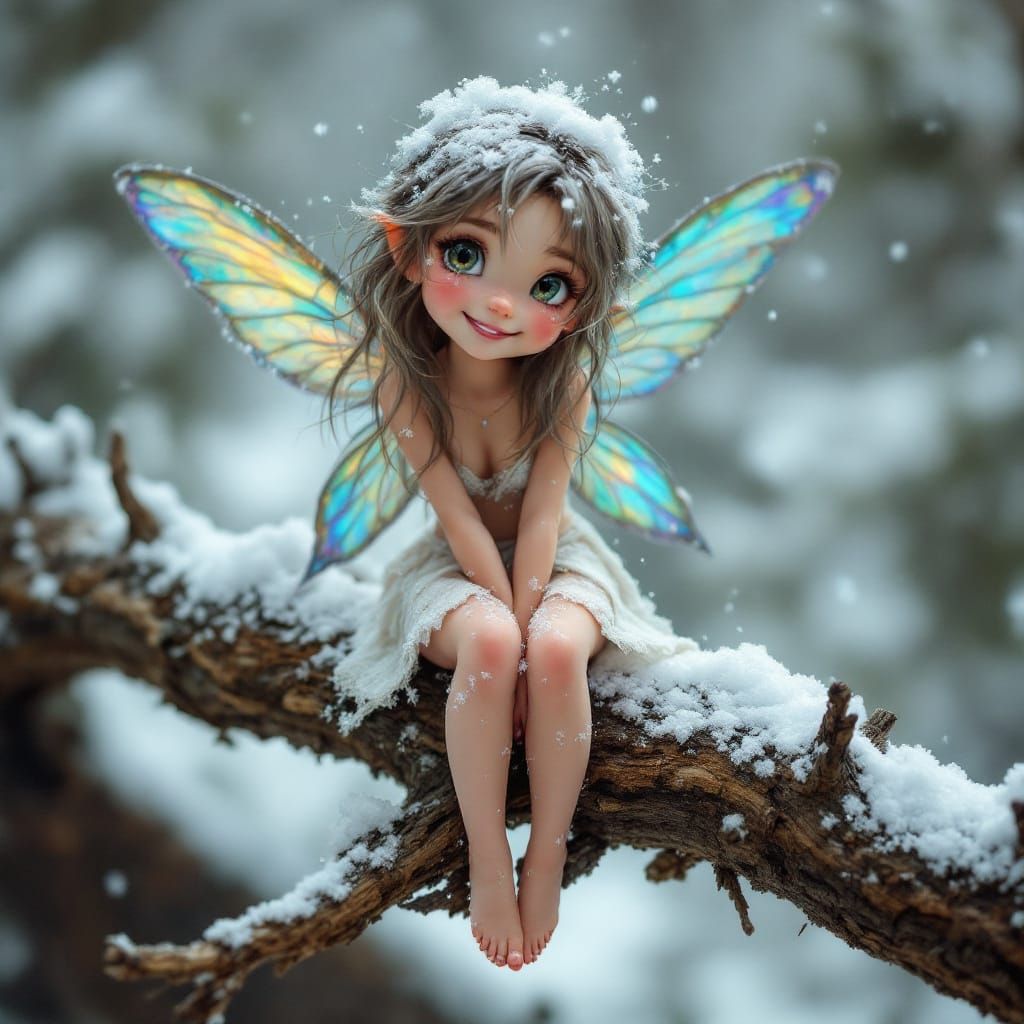 Snow Fairy with Iridescent Wings by Eve Ventrue