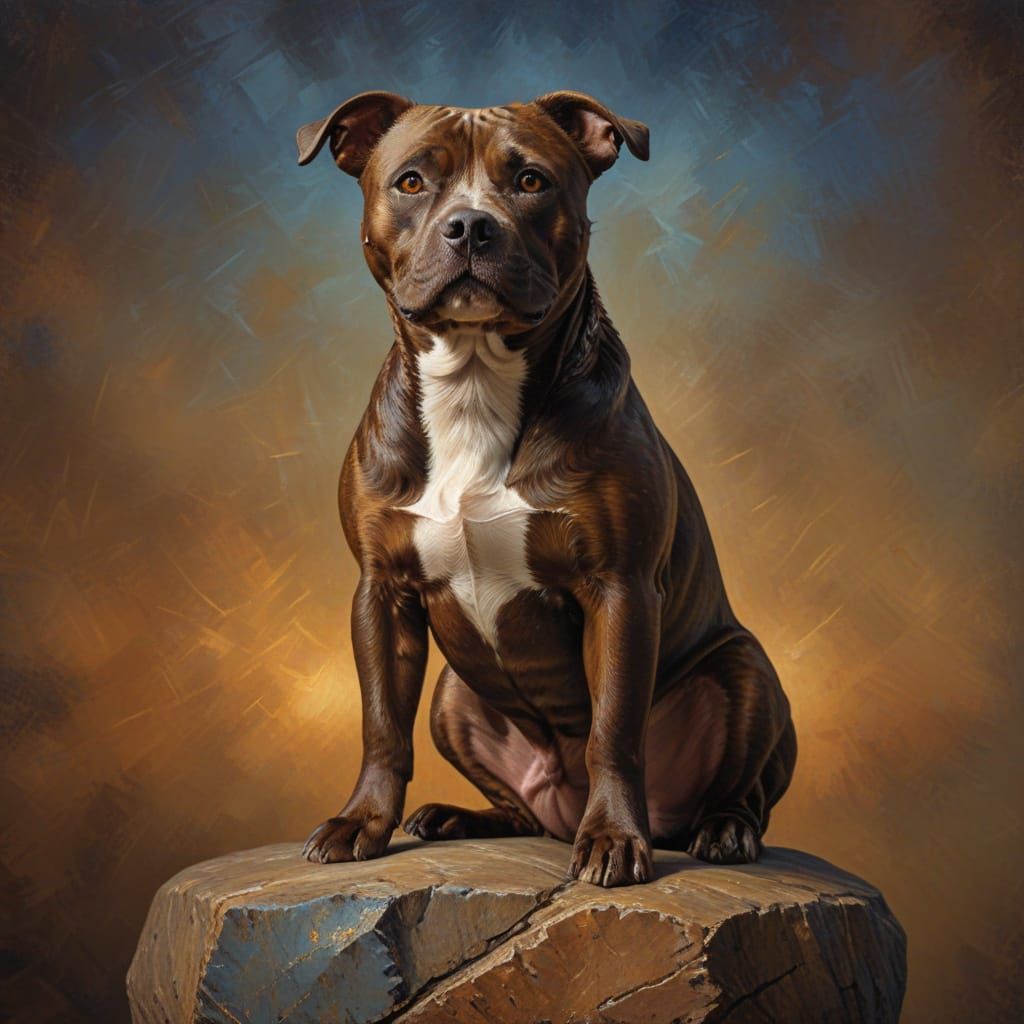 Staffordshire Bull Terrier as Impasto Oil Painting