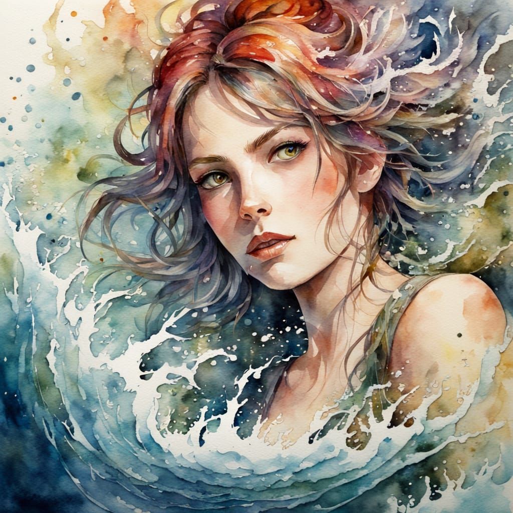 Washing Up: A Detailed Watercolor Concept Art