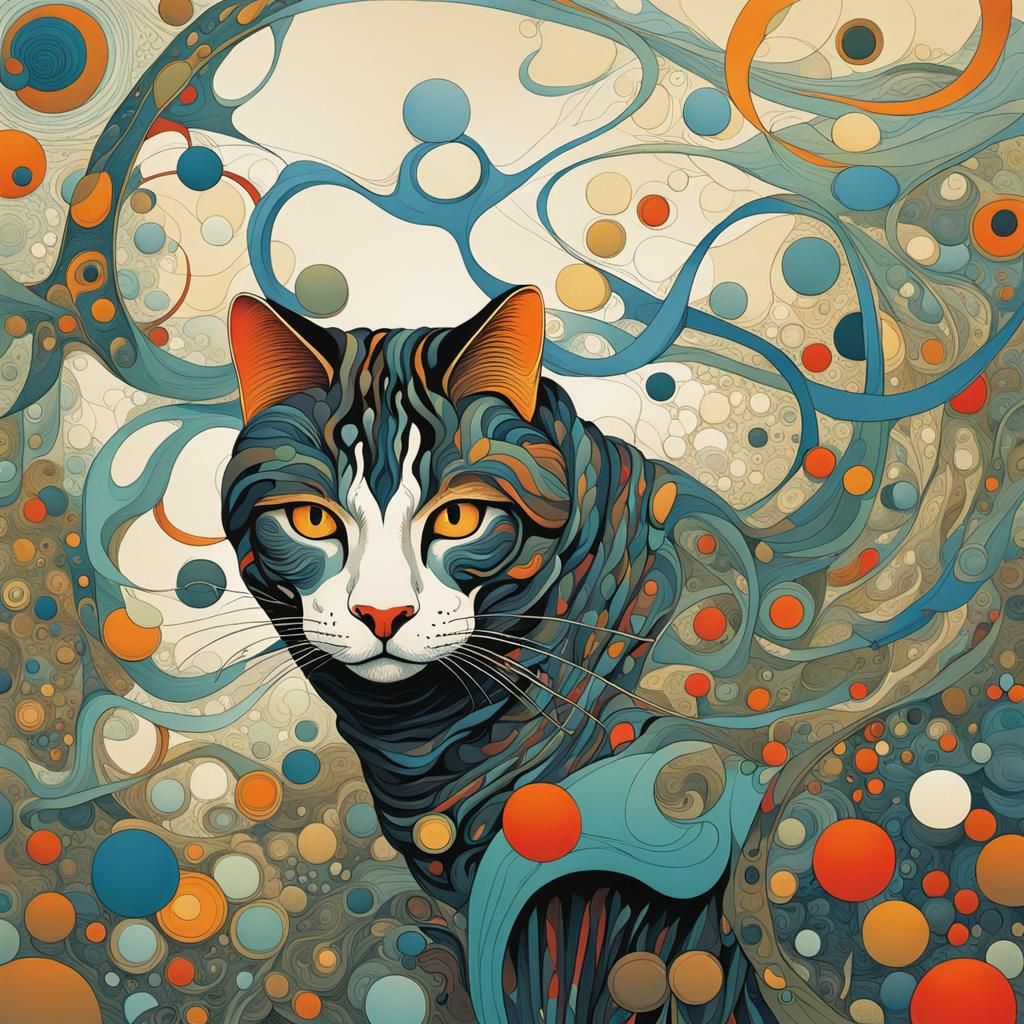 Abstract Art with Complementary Colors and Fine Details