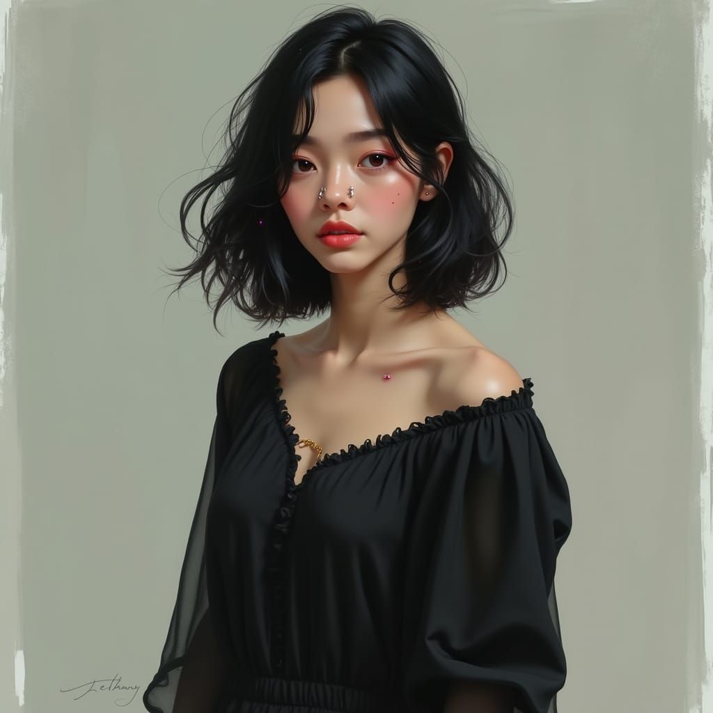 Ethereal Young Woman in Dark, Moody Portraiture