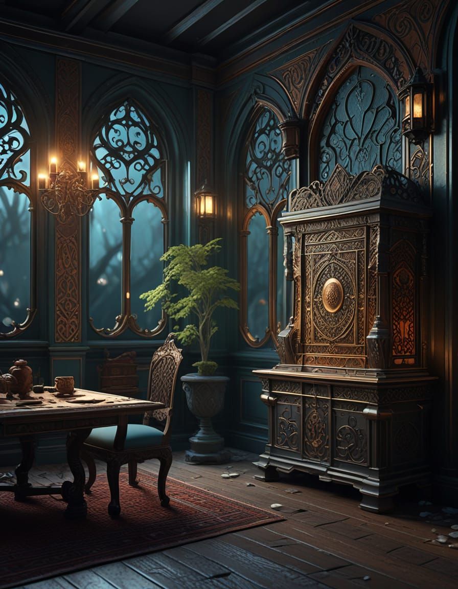 Gothic October Calendar Marker in Victorian Setting