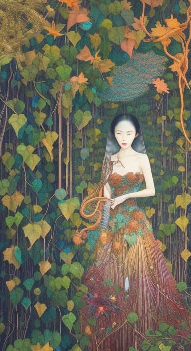 Wizard Woman in Vines: A Detailed Octane Render