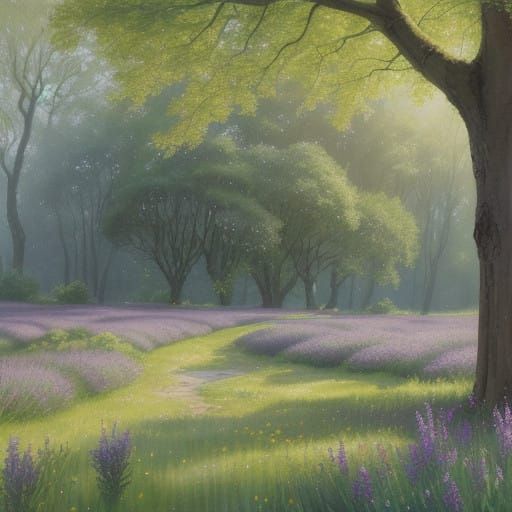 Wildflowers in a Serene Meadow Landscape