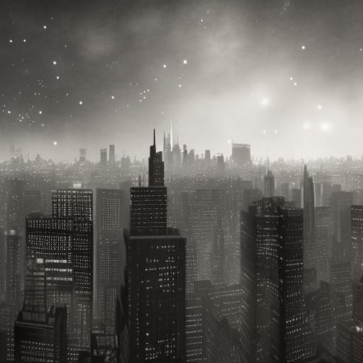 Noir New York City Landscape in Matte Painting Style