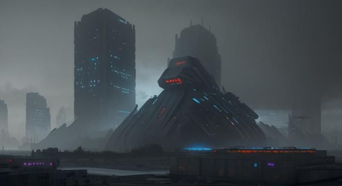 Dystopian Bunker in Polluted Future City