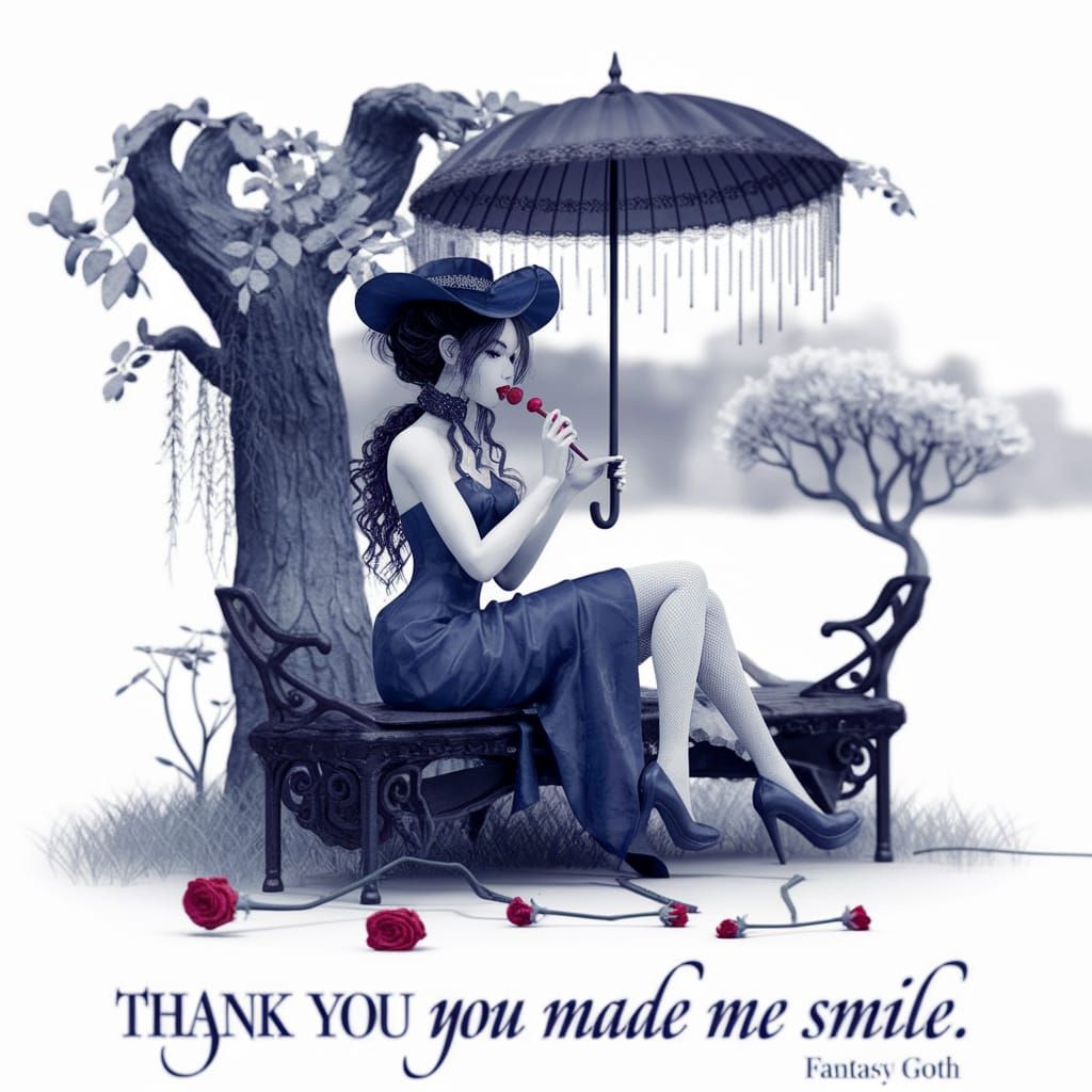 Gothic Woman with Roses: Monochrome Ink Drawing