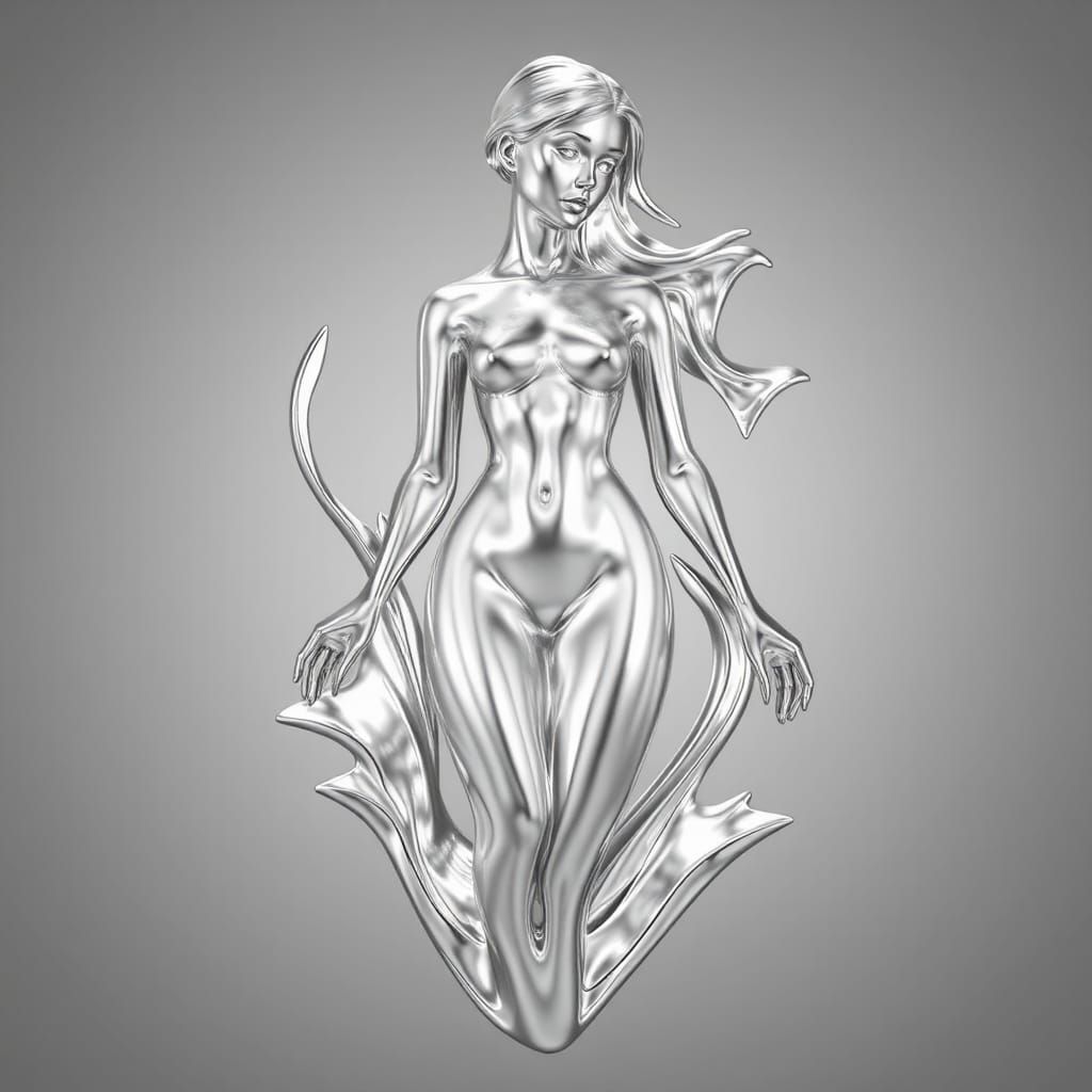 Liquid Silver Female Form Sculpture