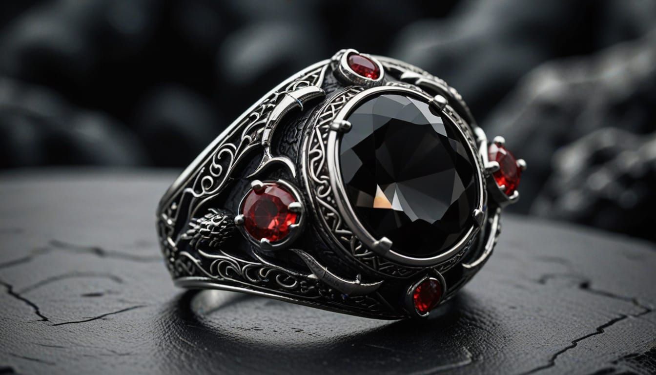 Game of Thrones Dragon Ring in Hyper-Realistic Silver and Bl...