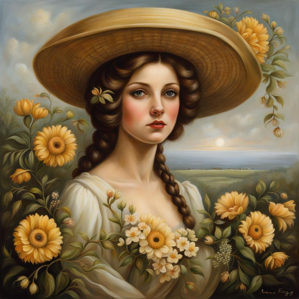 Lady With the Sunflower Hat