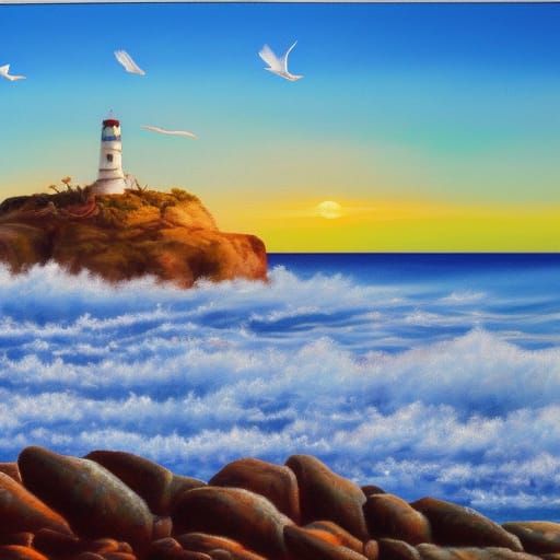 Seagull Island Sunrise: Oil Painting by Gurney