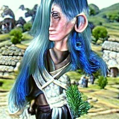 Ardanian Elf with Blue Skin and Hair