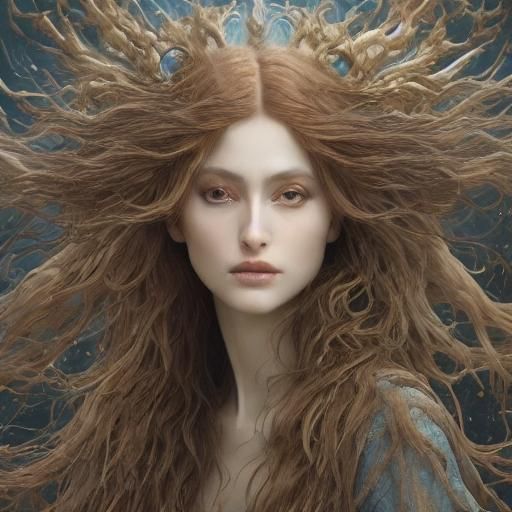 Pale Mermaid on Misty Beach in Detailed Digital Painting