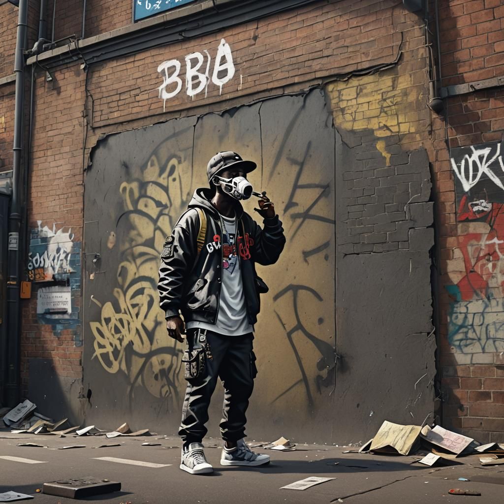 Rapper in London Urban Scene as Detailed Matte Painting