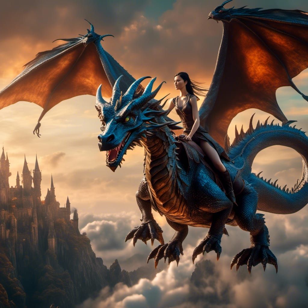 Princess Rides Dragon in Fantasy Concept Art