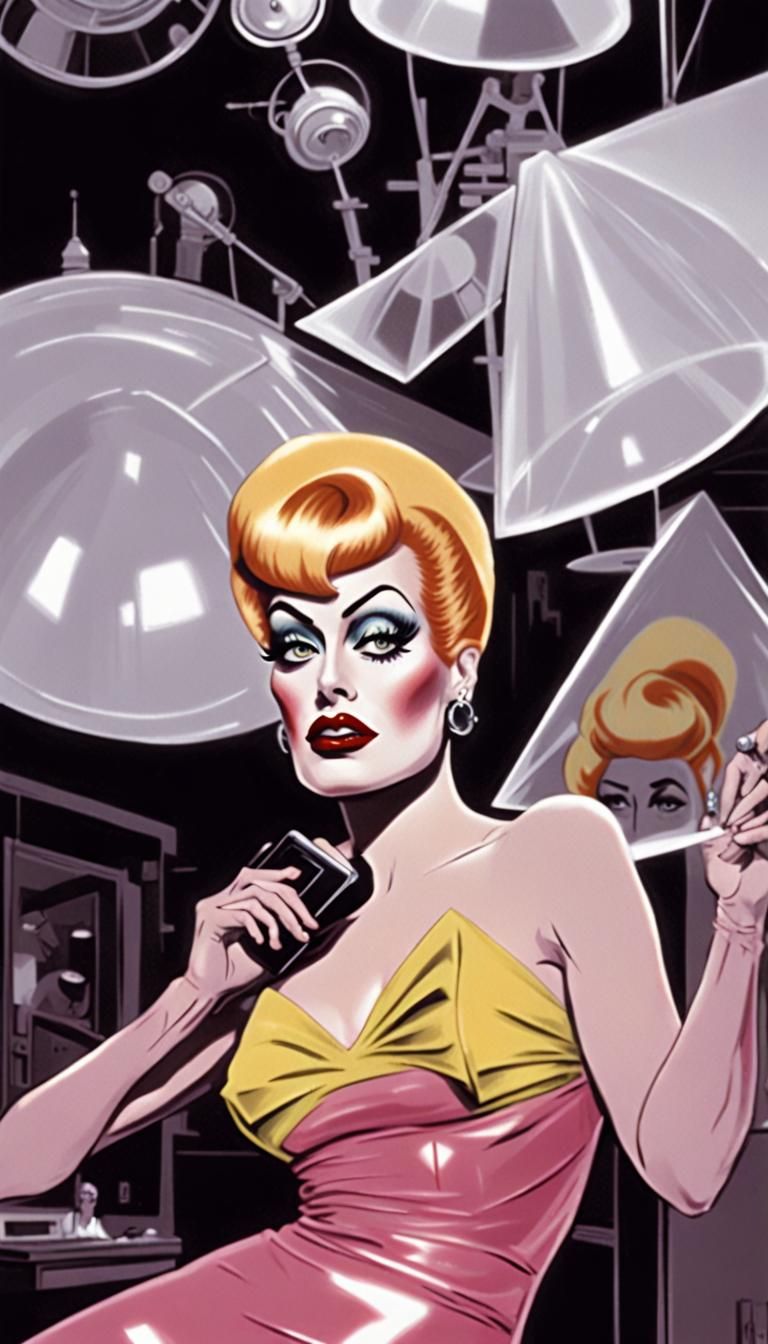 Glam actress circa 1963 in film studio