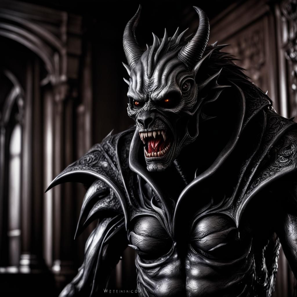 Gothic Mephistopheles Werewolf: Detailed Matte Painting