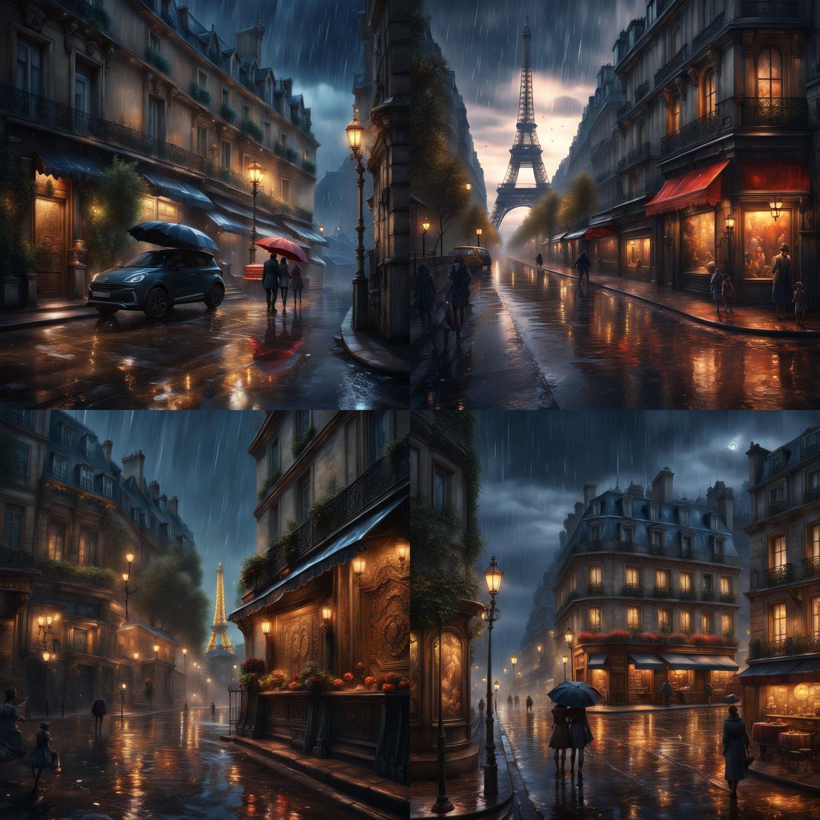 Rainy Night in Paris: Detailed Matte Painting