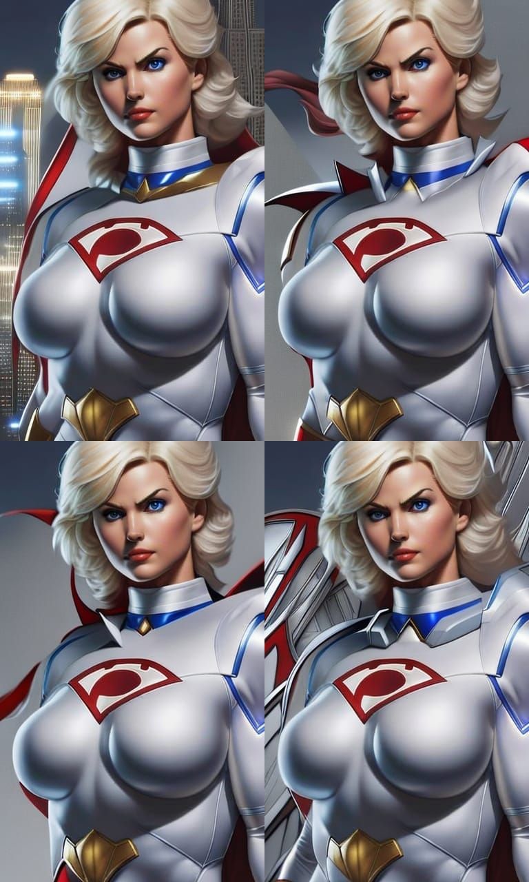 Powergirl Pin-Up in Digital Painting Style